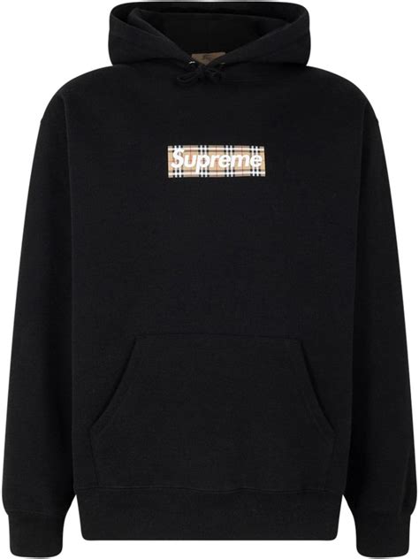 supreme burberry hoodie black|burberry hoodie vintage.